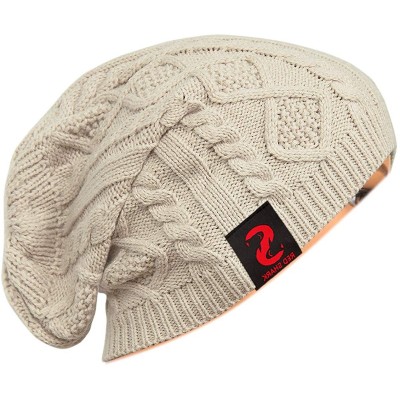 Skullies & Beanies Unisex Adult Winter Warm Slouch Beanie Long Baggy Skull Cap Stretchy Knit Hat Oversized - Khaki - C71291EZ...