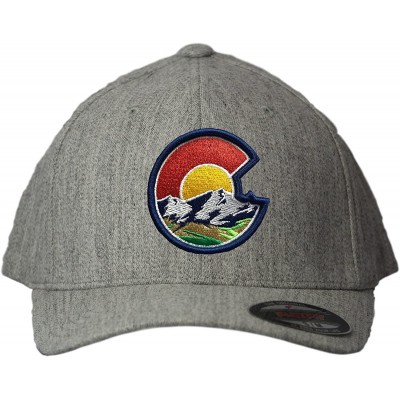 Baseball Caps Colorado Flag C Nature Flexfit 6277 Hat. Colorado Themed Curved Bill Cap - Heather Gray - CS18D8W3UNQ $52.68