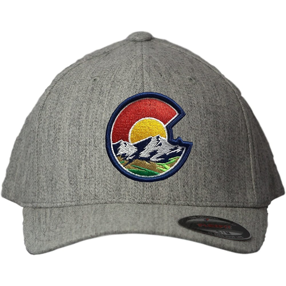 Baseball Caps Colorado Flag C Nature Flexfit 6277 Hat. Colorado Themed Curved Bill Cap - Heather Gray - CS18D8W3UNQ $24.63