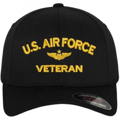 Baseball Caps USAF U.S.Air Force Veteran Flexfit Baseball Cap Hat Black - CR183ME2WWD $23.37