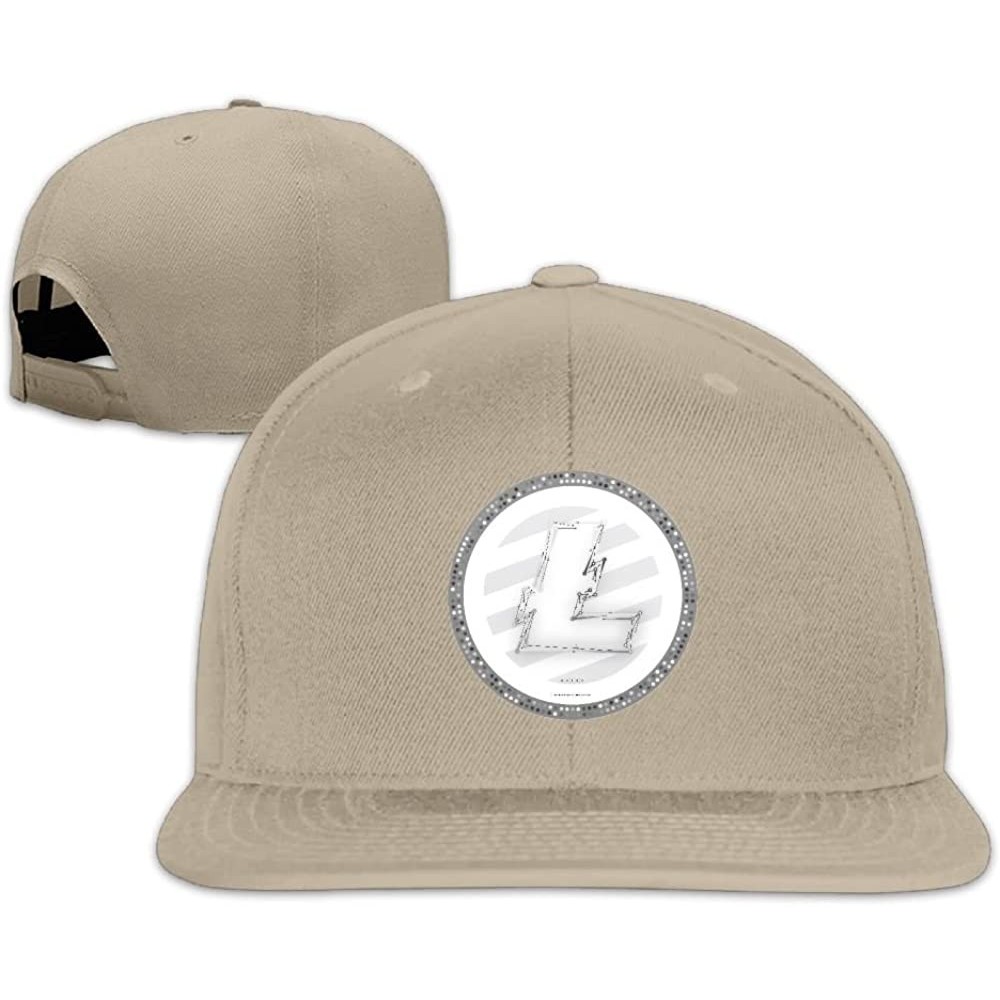 Skullies & Beanies The Litecoin LTC Mens Premium Flat Baseball Cap Adjustable Flat Hat - Natural - CD189UOU4TG $18.93