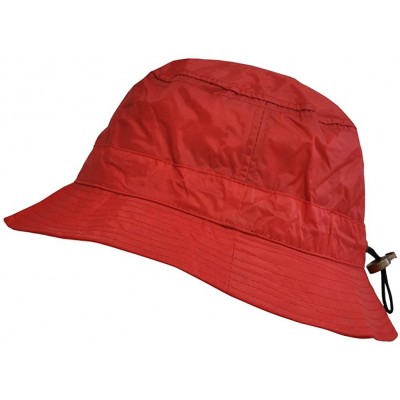 Bucket Hats Adjustable Waterproof Bucket Rain Hat in Nylon - 02-red - CX189ZD4N5Z $17.60