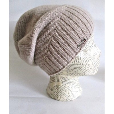 Skullies & Beanies Slouchy Cashmere Hat Lined with Fleece Band - Beige - CG18ESRE49T $50.52