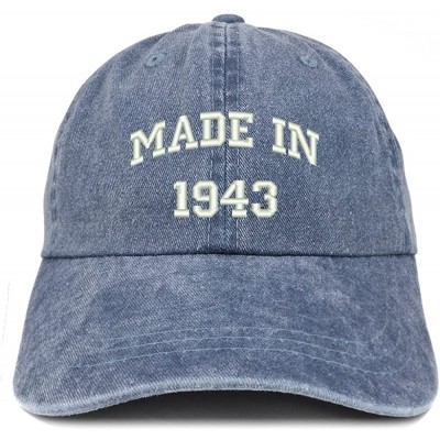 Baseball Caps Made in 1943 Text Embroidered 77th Birthday Washed Cap - Navy - CG18C7HXY27 $16.30