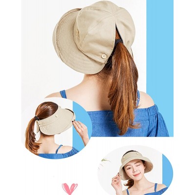 Sun Hats Summer Sun Hats Outdoor UV Protection Wide Large Brim Beach Visor Empty Top Caps for Women - Beige - C818D5MIXNW $13.13