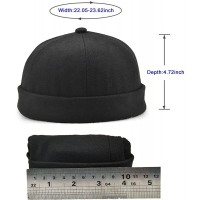 Skullies & Beanies Unisex Women Men Skullcap Sailor Cap Rolled Cuff Retro Brimless Beanie Hat - Black - CN18C0Q9WE3 $12.98