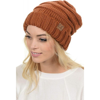 Skullies & Beanies Hat-100 Oversized Baggy Slouch Thick Warm Cap Hat Skully Cable Knit Beanie - Rust - C718XIIZ37U $10.78