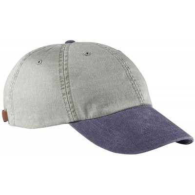 Baseball Caps Unisex 6-Panel Low-Profile Washed Pigment-Dyed Cap- Stone/Navy- One Size - C912I9OF1MR $10.92