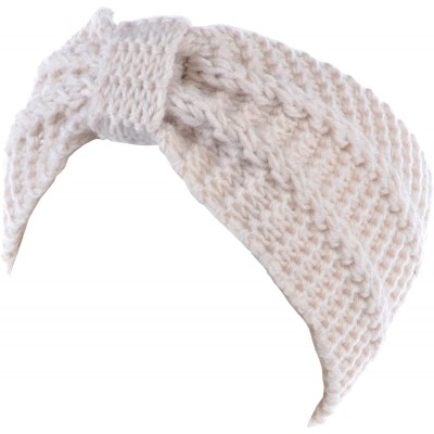 Cold Weather Headbands Womens Winter Chic Turban Bowknot/Floral Crochet Knit Headband Ear Warmer - Ivory - CM1850ZS50Y $22.22