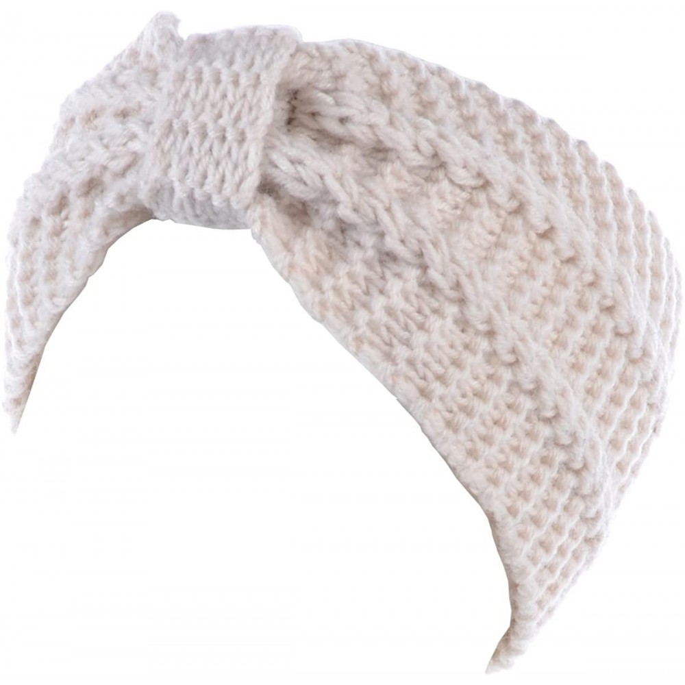 Cold Weather Headbands Womens Winter Chic Turban Bowknot/Floral Crochet Knit Headband Ear Warmer - Ivory - CM1850ZS50Y $12.49