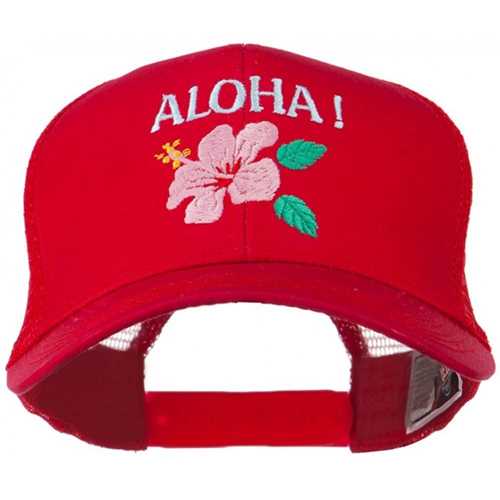 Baseball Caps Hawaii State Flower with Aloha Embroidered Trucker Cap - Red - CA11LJVFUD3 $19.24