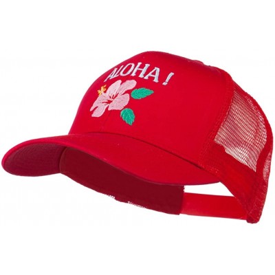 Baseball Caps Hawaii State Flower with Aloha Embroidered Trucker Cap - Red - CA11LJVFUD3 $19.24