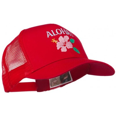 Baseball Caps Hawaii State Flower with Aloha Embroidered Trucker Cap - Red - CA11LJVFUD3 $19.24
