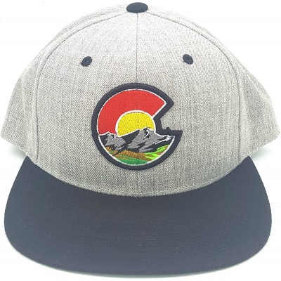 Baseball Caps Colorado Flag C Nature Flat Bill Snapback Hat - Heather/Black - CS12LS480A9 $22.28