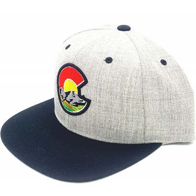 Baseball Caps Colorado Flag C Nature Flat Bill Snapback Hat - Heather/Black - CS12LS480A9 $22.28