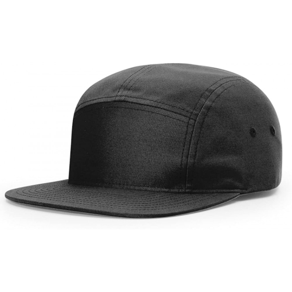 Baseball Caps Richardson 5 Panel Camper Adjustable Flatbill Strapback - Black - CE187AAZCY5 $14.99