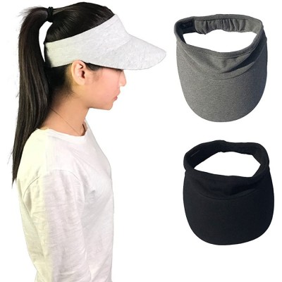 Visors Elastic Sun Hat Visors Hat for Women Men in Outdoor Sports Jogging Running Tennis - Dark Grey - CU18E8T76X9 $13.07