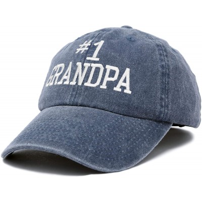 Baseball Caps Number 1 Grandpa Gift Hat Vintage Cap Washed Cotton - Washed Denim Navy Blue - C618RZDWHX9 $15.17