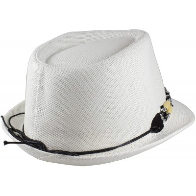 Fedoras Summer Trilby Fedora Panama Straw Hats - White - CW18TRCDAQY $9.83