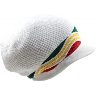 Skullies & Beanies 100% Cotton Rasta Dreadlock Wave Beanie Visor XL - White/Rasta - C518D0INA5D $19.87