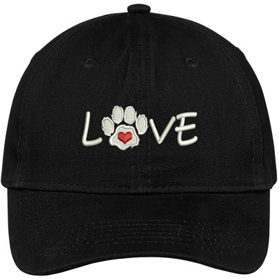 Baseball Caps Paw Print Heart Love Embroidered Low Profile Soft Cotton Brushed Cap - Black - C612NZCF1EM $13.88