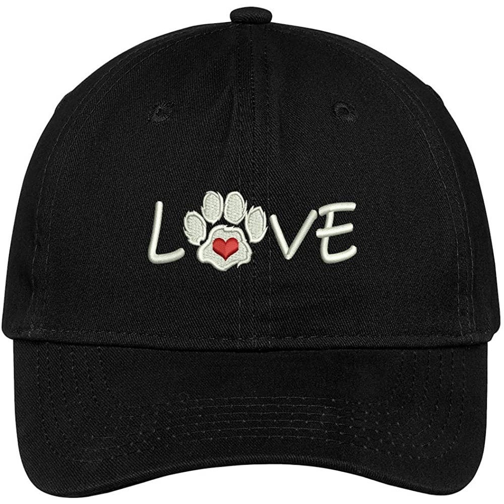 Baseball Caps Paw Print Heart Love Embroidered Low Profile Soft Cotton Brushed Cap - Black - C612NZCF1EM $13.88