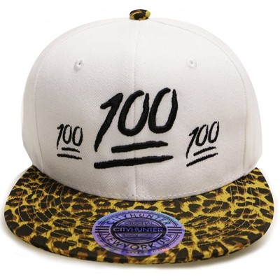Baseball Caps Leopard Emoji 100 Snpaback Caps - White - CS11VMRNWHZ $25.97