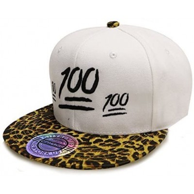 Baseball Caps Leopard Emoji 100 Snpaback Caps - White - CS11VMRNWHZ $14.23