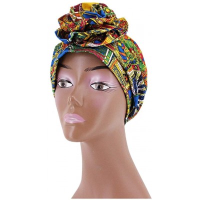 Skullies & Beanies African Printing Turban Cap Hairwrap Headwear Sleep Chemo Bonnet Hat Beanie for Women - Style 3 - CP1993AR...