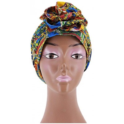 Skullies & Beanies African Printing Turban Cap Hairwrap Headwear Sleep Chemo Bonnet Hat Beanie for Women - Style 3 - CP1993AR...