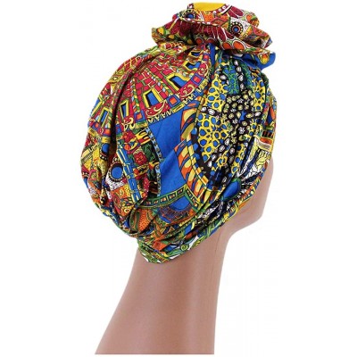 Skullies & Beanies African Printing Turban Cap Hairwrap Headwear Sleep Chemo Bonnet Hat Beanie for Women - Style 3 - CP1993AR...