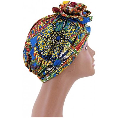 Skullies & Beanies African Printing Turban Cap Hairwrap Headwear Sleep Chemo Bonnet Hat Beanie for Women - Style 3 - CP1993AR...