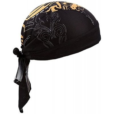 Skullies & Beanies Sweat Wicking Beanie Skull Cap Adjustable Cycling Hat Wrap Dew Rag Women Men - Dragon - CF18E5HXKYG $9.53