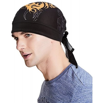 Skullies & Beanies Sweat Wicking Beanie Skull Cap Adjustable Cycling Hat Wrap Dew Rag Women Men - Dragon - CF18E5HXKYG $9.53