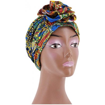 Skullies & Beanies African Printing Turban Cap Hairwrap Headwear Sleep Chemo Bonnet Hat Beanie for Women - Style 3 - CP1993AR...