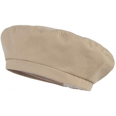 Berets Womens Classic Beret Hat Summer French Beret Solid Color Beanie Cap Hat - Khaki - C518WHI7KRZ $9.37