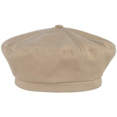 Berets Womens Classic Beret Hat Summer French Beret Solid Color Beanie Cap Hat - Khaki - C518WHI7KRZ $9.37