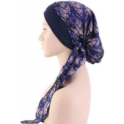 Skullies & Beanies Scarves Pre Tied Headwear Bandana Headwraps - Navy - CT18RKWE935 $8.06