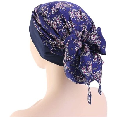 Skullies & Beanies Scarves Pre Tied Headwear Bandana Headwraps - Navy - CT18RKWE935 $8.06