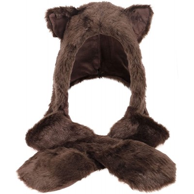 Skullies & Beanies 3-in-1 Multi-Functional Animal Hat- Scarf- Mitten Combo - Brown Bear - CT126P70BWZ $15.08