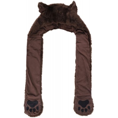 Skullies & Beanies 3-in-1 Multi-Functional Animal Hat- Scarf- Mitten Combo - Brown Bear - CT126P70BWZ $15.08