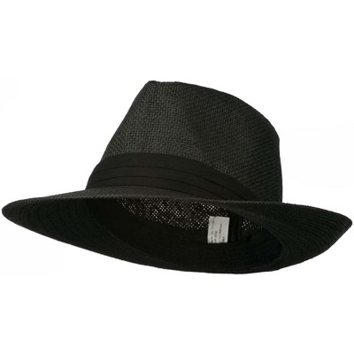 Fedoras Men's Large Brim Fedora Hat - Black - CR11XM7N2PZ $29.24