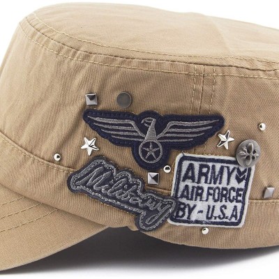 Baseball Caps Men Women USA American Eagle Cadet Army Cap Bling Star Studs Military Hat US Flat Top Baseball Sun Cap - Khaki ...