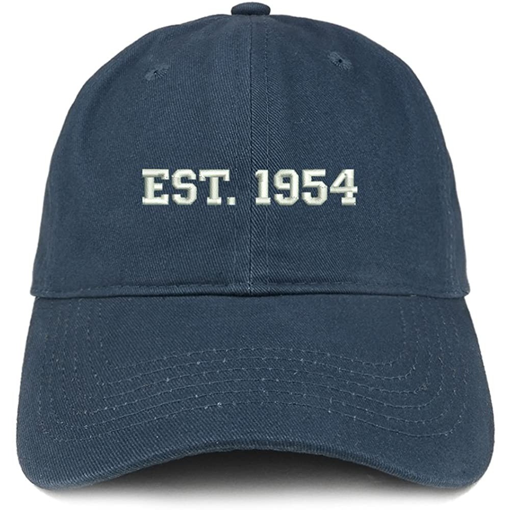 Baseball Caps EST 1954 Embroidered - 66th Birthday Gift Soft Cotton Baseball Cap - Navy - C1183RD7SDX $15.29