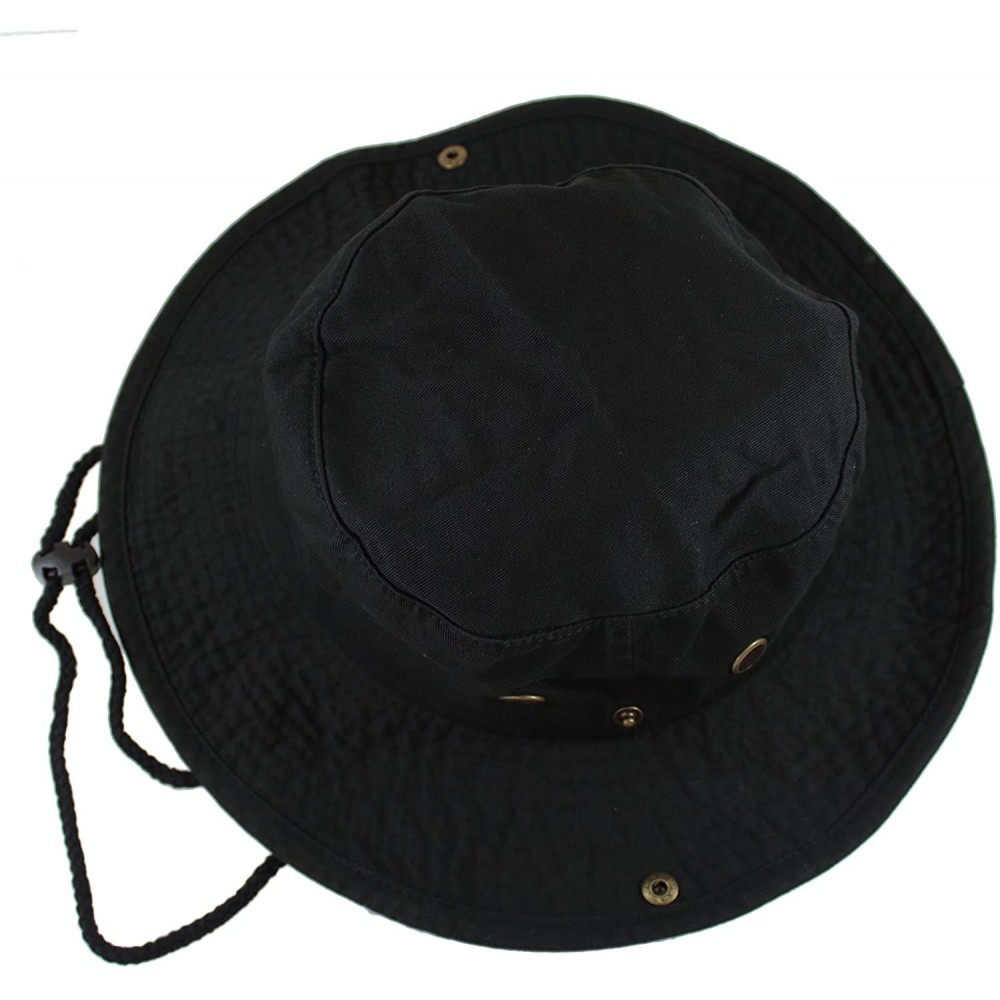 Sun Hats 100% Cotton Stone-Washed Safari Booney Sun Hats - Black - C317WWXZ69R $11.97