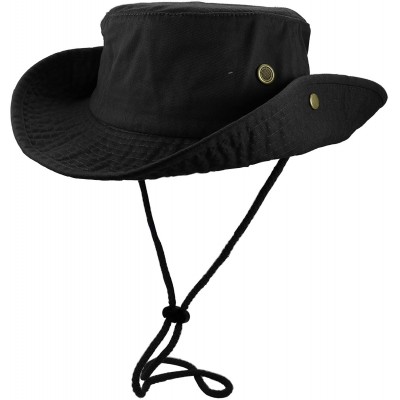 Sun Hats 100% Cotton Stone-Washed Safari Booney Sun Hats - Black - C317WWXZ69R $11.97