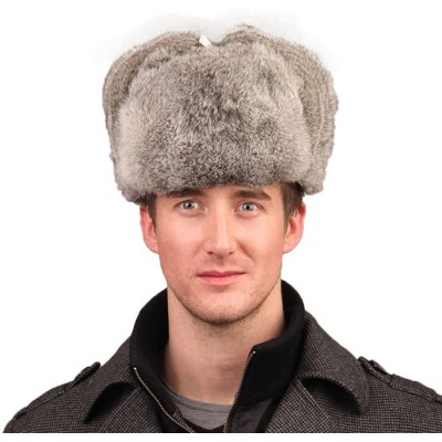 Bomber Hats Men's Rabbit Full Fur Russian Ushanka Trooper Hats Multicolor - Gray - C911MBTZZU5 $61.94