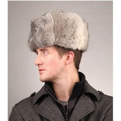 Bomber Hats Men's Rabbit Full Fur Russian Ushanka Trooper Hats Multicolor - Gray - C911MBTZZU5 $33.86