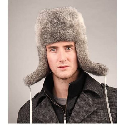 Bomber Hats Men's Rabbit Full Fur Russian Ushanka Trooper Hats Multicolor - Gray - C911MBTZZU5 $33.86