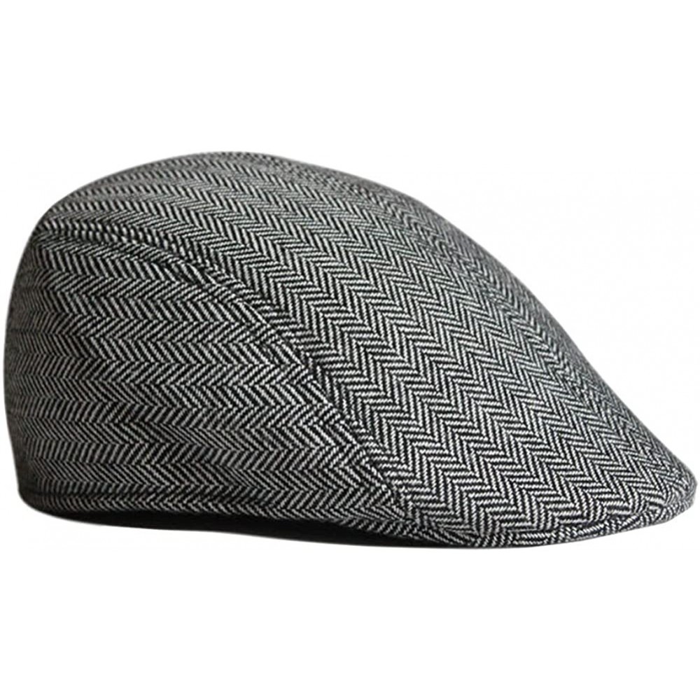 Newsboy Caps Men's Casual Plaid Newsboy Caps - Black White - CS11OBW5UN7 $10.52